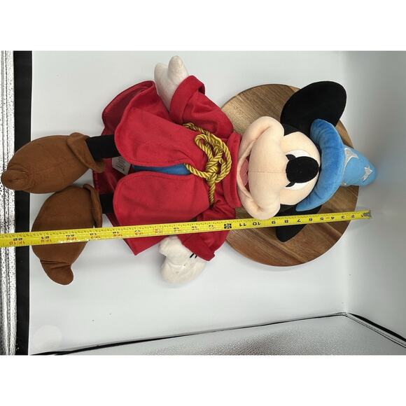 Disney Store Sorcerer Mickey Mouse Plush Fantasia Red Robe Wizard Hat 20” Toy - Picture 7 of 8